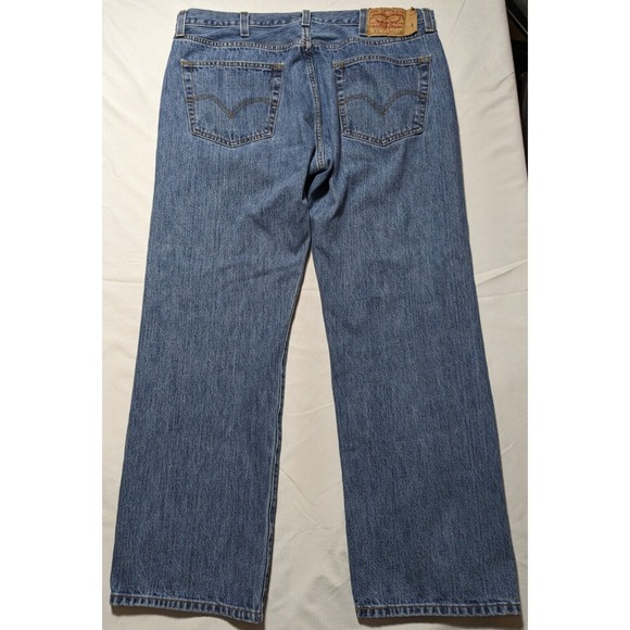 LEVIS 501 ORIGINAL STRAIGHT  Button Fly Denim Blue Jeans - Men 40X30 - Picture 15 of 16